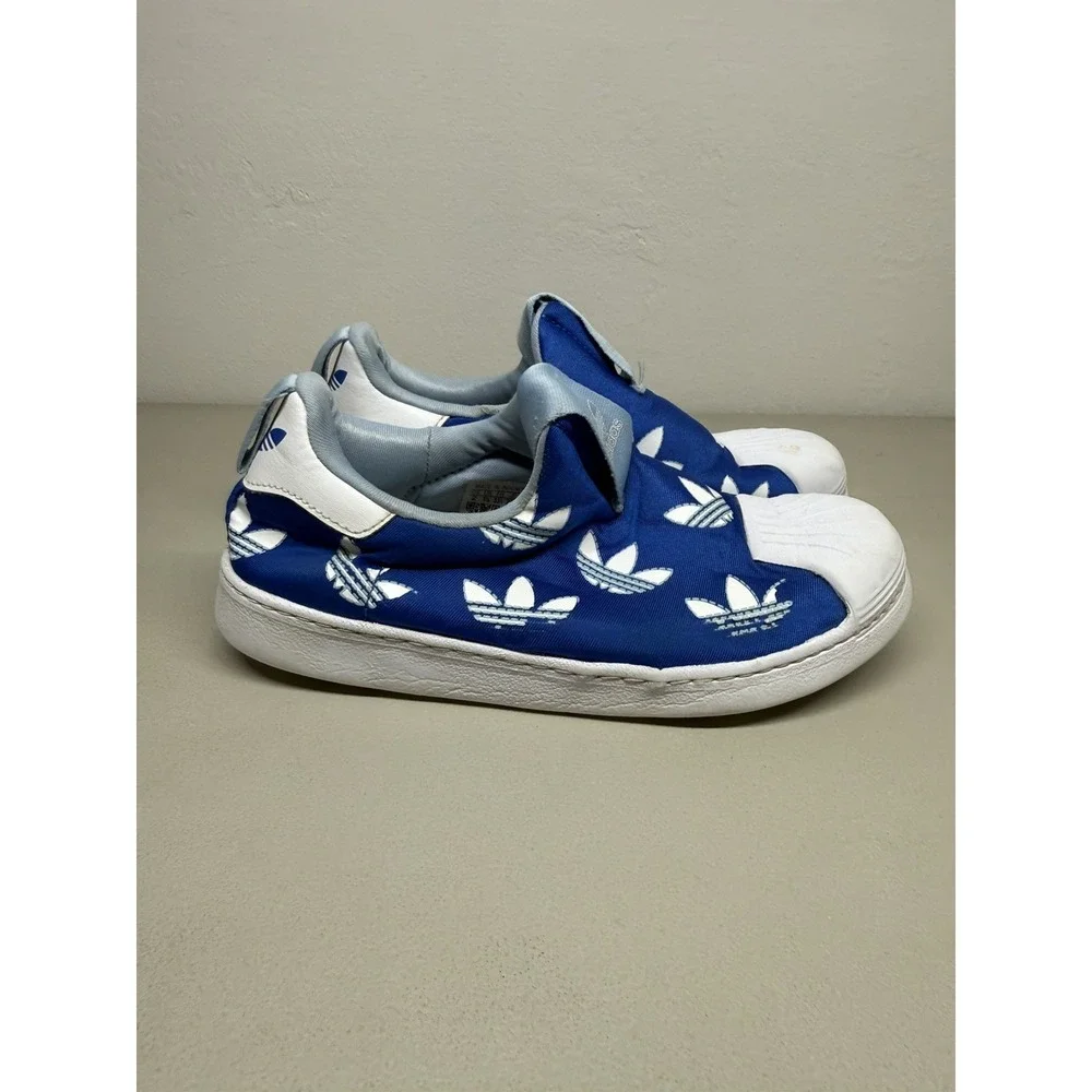 Adidas Superstar 360 Blue/White IF3587 Toddler Athletic Slip-on Sneaker Sz 2